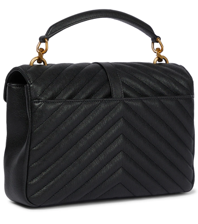 Saint Laurent College Medium Leather Shoulder Bag In Nero Gold