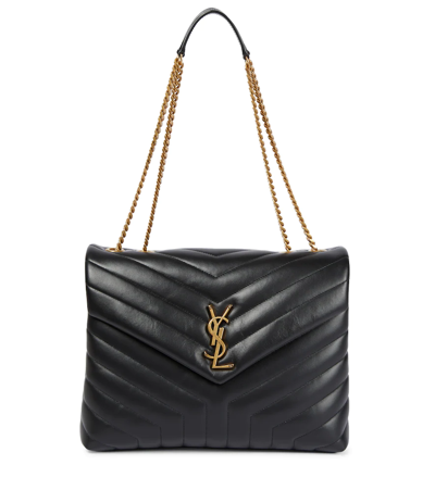 Shop Saint Laurent Loulou Medium Leather Shoulder Bag In Nero