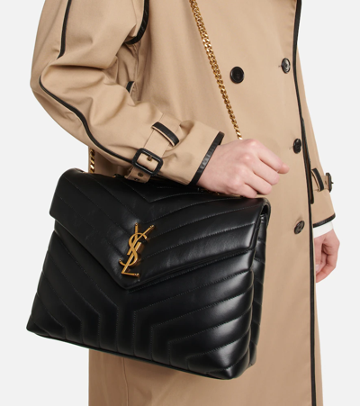Saint Laurent Loulou Medium Leather Shoulder Bag In Nero