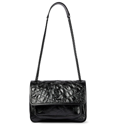 Shop Saint Laurent Niki Baby Leather Shoulder Bag In Nero