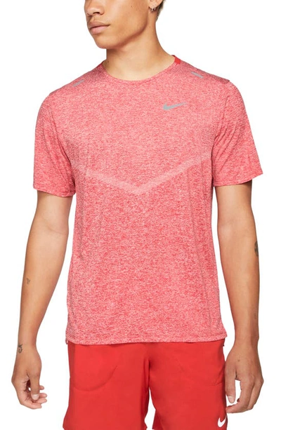Shop Nike Dri-fit 365 Running T-shirt In Red/ Heather/ Silver
