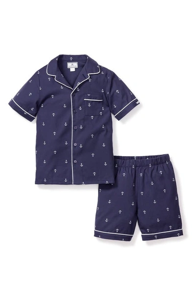 Shop Petite Plume Portsmouth Anchors Short Sleeve Two-piece Pajamas In Navy
