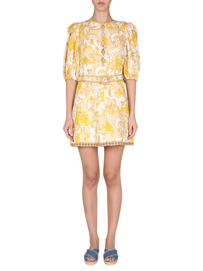 Shop Zimmermann Postcard Mini Dress In Yellow