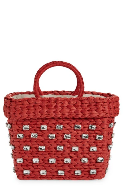 Shop Btb Los Angeles Skylar Small Woven Tote In Red