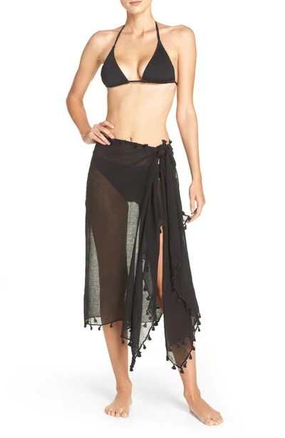 Shop Seafolly Gauze Cover-up Sarong In Black