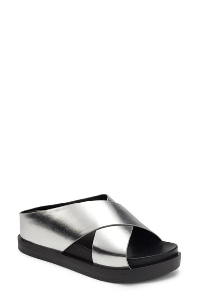Shop Aerosoles Brianna Platform Slide Sandal In Silver Metallic
