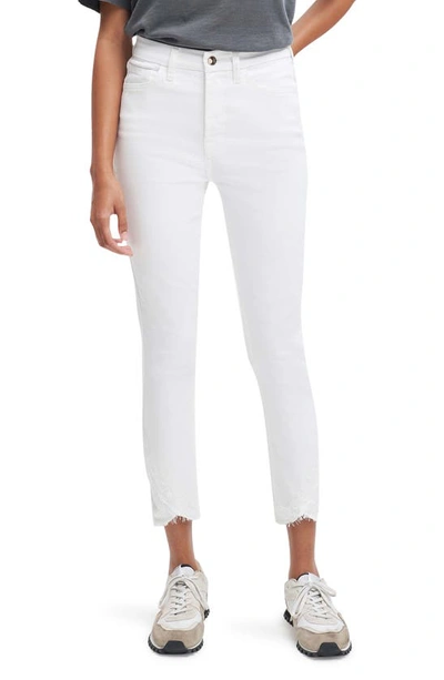 Shop Jen7 Embroidered Scallop Hem Slim Ankle Jeans In Clean White