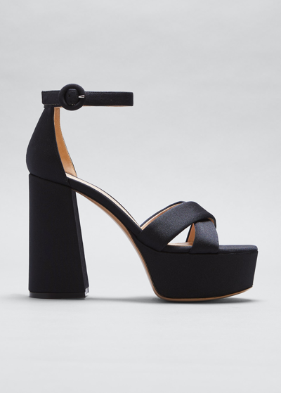Shop Gianvito Rossi Crisscross Block-heel Platform Sandals In Black