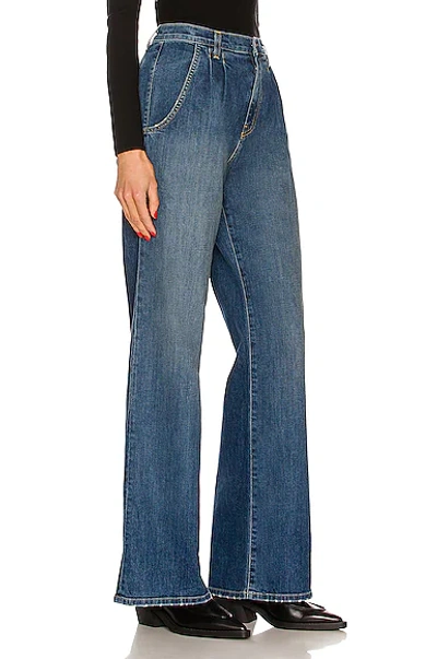 Nili Lotan Flora Pleated High-rise Wide-leg Jeans In Classic Wash