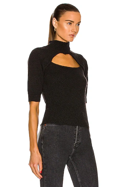 Shop Frame Cutout Turtleneck Sweater In Charcoal Heather