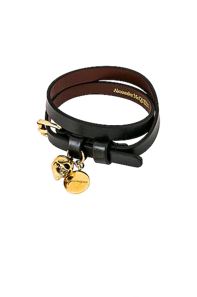 Shop Alexander Mcqueen Double Wrap Bracelet In Black