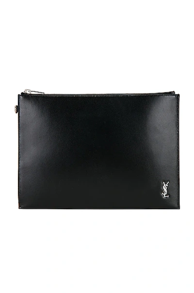 Saint Laurent Zipped Tablet Holder In Noir