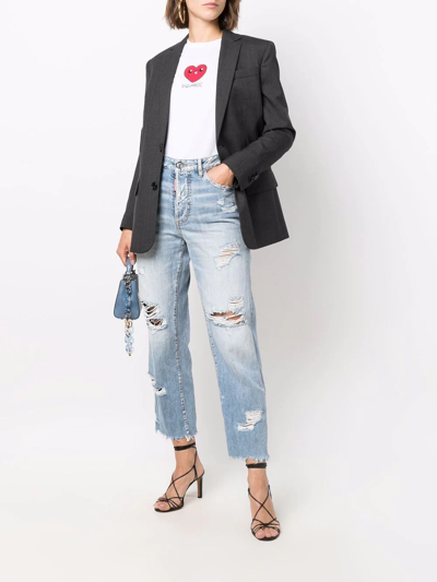 Dsquared2 Distressed Straight-leg Jeans In Blau