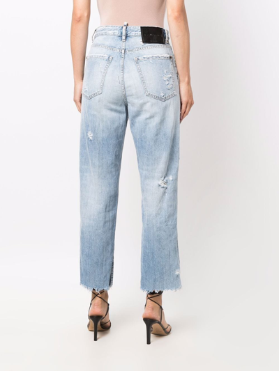 Dsquared2 Distressed Straight-leg Jeans In Blau
