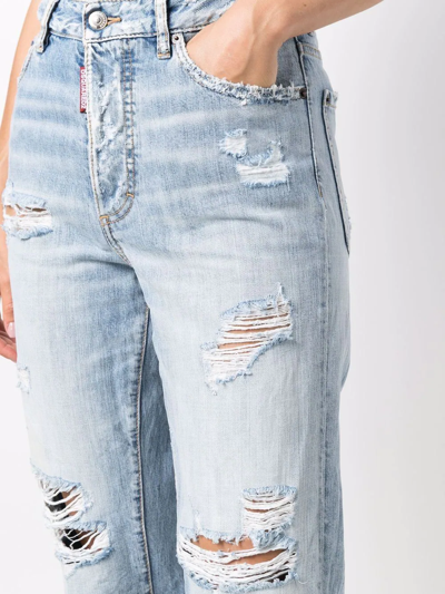 Dsquared2 Distressed Straight-leg Jeans In Blau