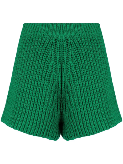 Shop Alanui Chunky-knit Shorts In Grün