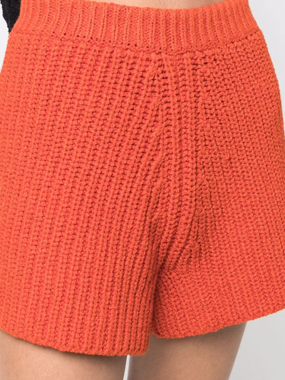 Shop Alanui Chunky-knit Shorts In Orange