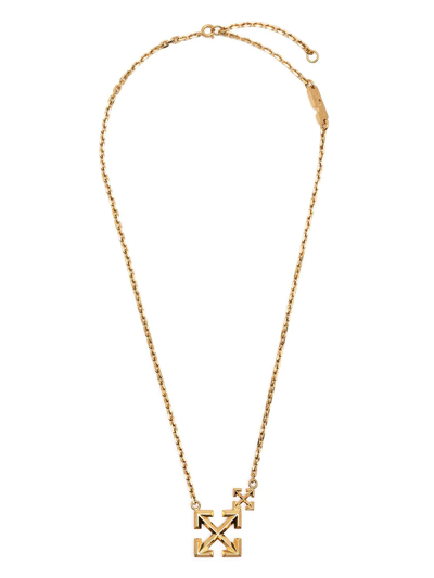 Shop Off-white Arrows Pendant Necklace In Gold