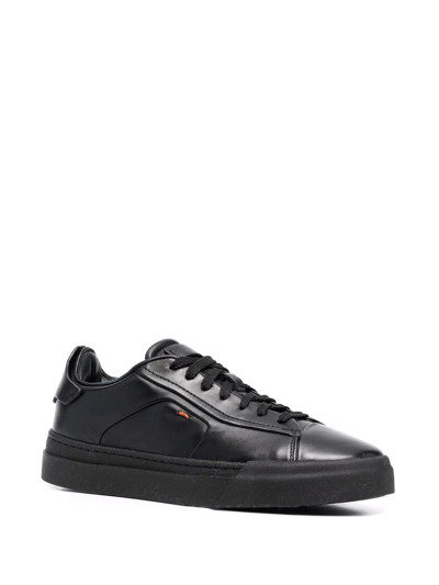 Shop Santoni Low-top Leather Sneakers In Black