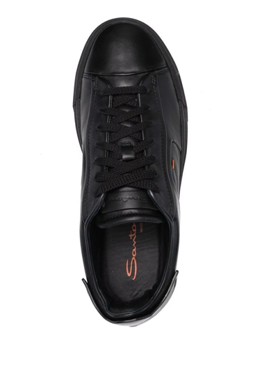 Shop Santoni Low-top Leather Sneakers In Black