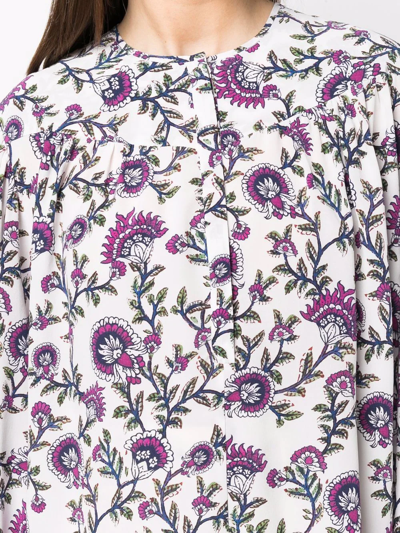 Shop Isabel Marant Brunille Floral-print Blouse In White ,purple