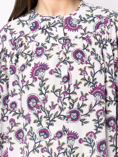 Isabel Marant Brunille Floral Silk-blend Blouse In White ,purple