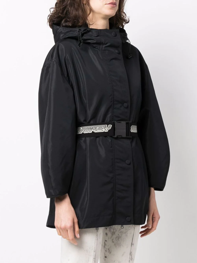 Shop Stella Mccartney Belted Hooded Jacket In Schwarz