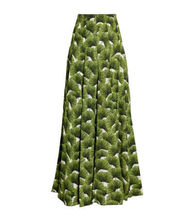 Shop Agua By Agua Bendita Linen Mimosa Maxi Skirt In Green