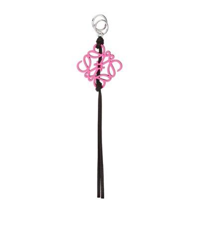 Shop Loewe Leather Anagram Charm In Pink
