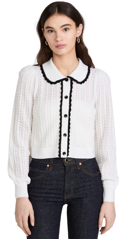 Shop Alice And Olivia Goldie Cardigan In Soft White/black