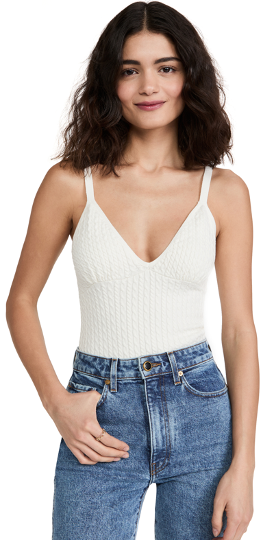 Shop Alice And Olivia Kenna Cable Cropped Sweater Tank In Soft White Multi