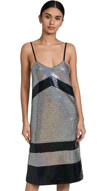 Dodo Bar Or Meril Sequinned-jersey Slip Dress In Black And Silver
