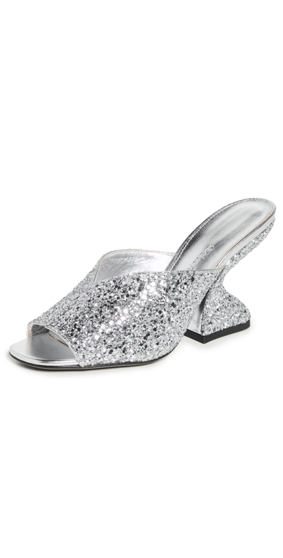 Shop Ferragamo Sequined Mules In Argento