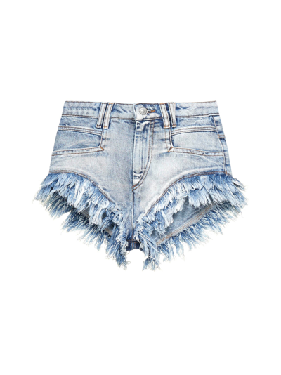 Shop Isabel Marant Étoile Frayed Denim Shorts In Blue