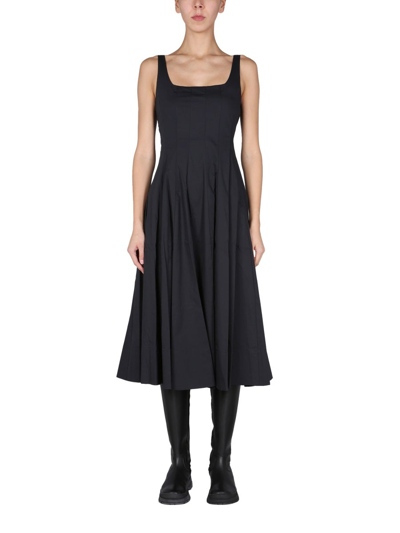 Shop Staud Wells Sleeveless Midi Dress In Black