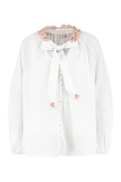 Shop Zimmermann Postcard Lantern Blouse In White