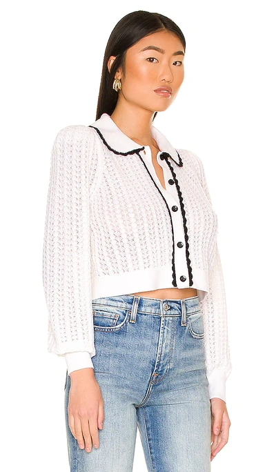 Shop Alice And Olivia Goldie Crochet Trim Cardigan In White