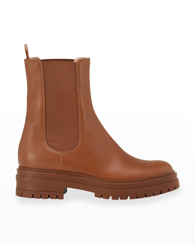 Shop Gianvito Rossi 20mm Lug-sole Chelsea Boots In Brown