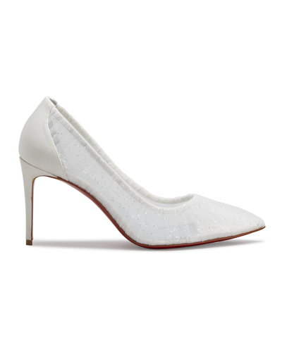 Shop Christian Louboutin Kate Draperia 85mm Red Sole Pumps In T141 White-silver