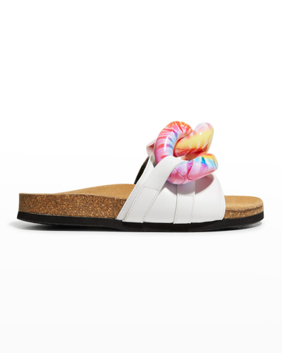 Shop Jw Anderson Tie-dye Chain Slide Sandals In White