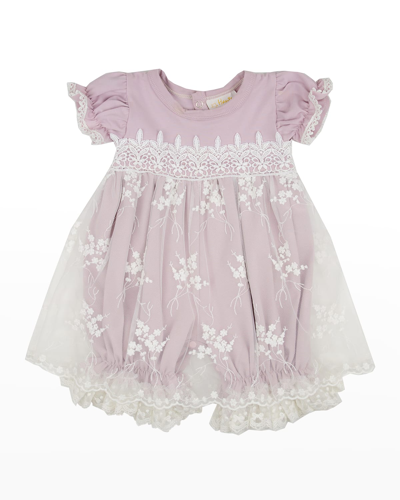Shop Haute Baby Girl's Lilac Mist Lace Bubble Romper
