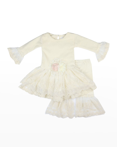 Shop Haute Baby Girl's Juliet Lace Rosette Tutu W/ Pants In Ivory