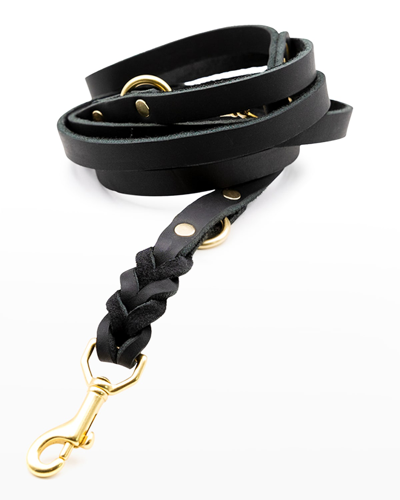 Shop Gianni Cooling Essential Leather Dog Leash - Petite (25 Lbs. & Under) In Black