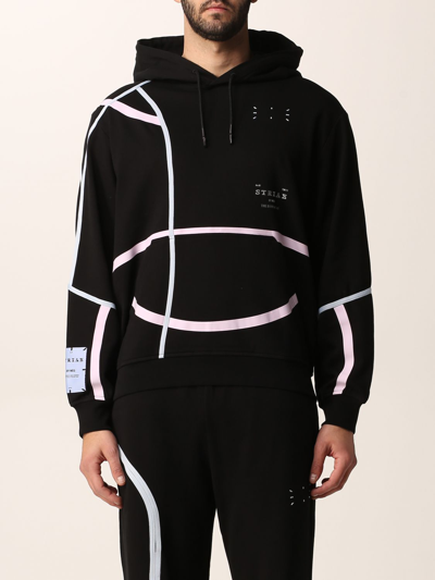 Shop Mcq By Alexander Mcqueen Mcq Striae Cotton Hoodie With Prints In Black