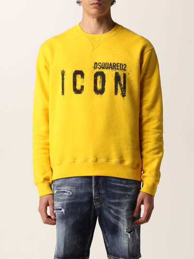 Shop Dsquared2 Icon  Sweatshirt In Cotton With Logo In Gelb
