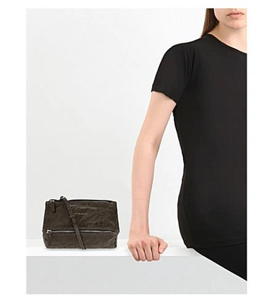 Shop Givenchy Pandora Mini Washed Leather Satchel In Charcoal