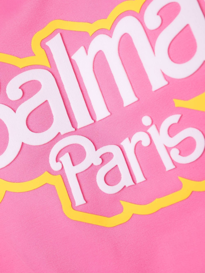 Shop Balmain X Barbie Logo-print Swimsuit In Rosa