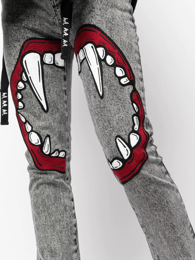Haculla Fang Lip-print Skinny-fit Jeans In Grau