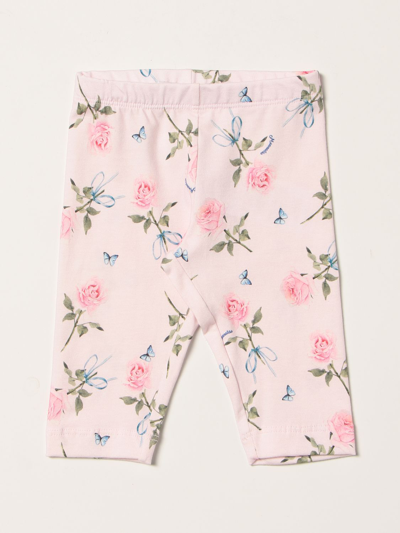 Shop Monnalisa Leggings With Floral Print In Pink