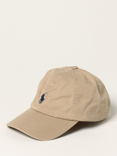 Shop Polo Ralph Lauren Cotton Baseball Cap In Beige